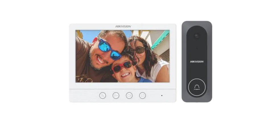 ערכת אינטרקום וידאו אנלוגי 4 גידים Hikvision DS-KIS212 - פנל HD-TVI ומסך 7"