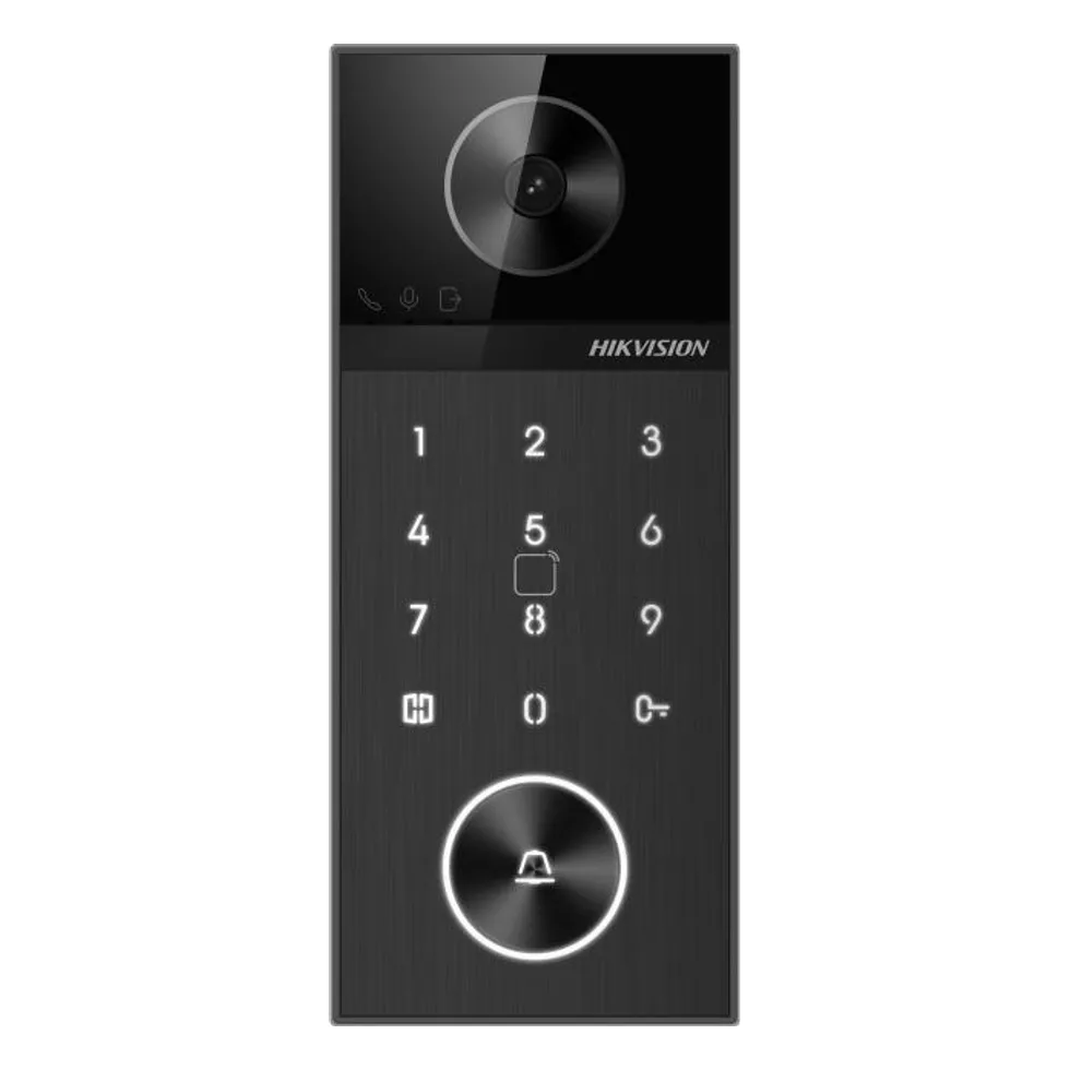 פנל אינטרקום IP לוילה Hikvision DS-KV6124-WBE1 - מצלמת 4MP 150°, קודן, כרטיס, Bluetooth, Wi