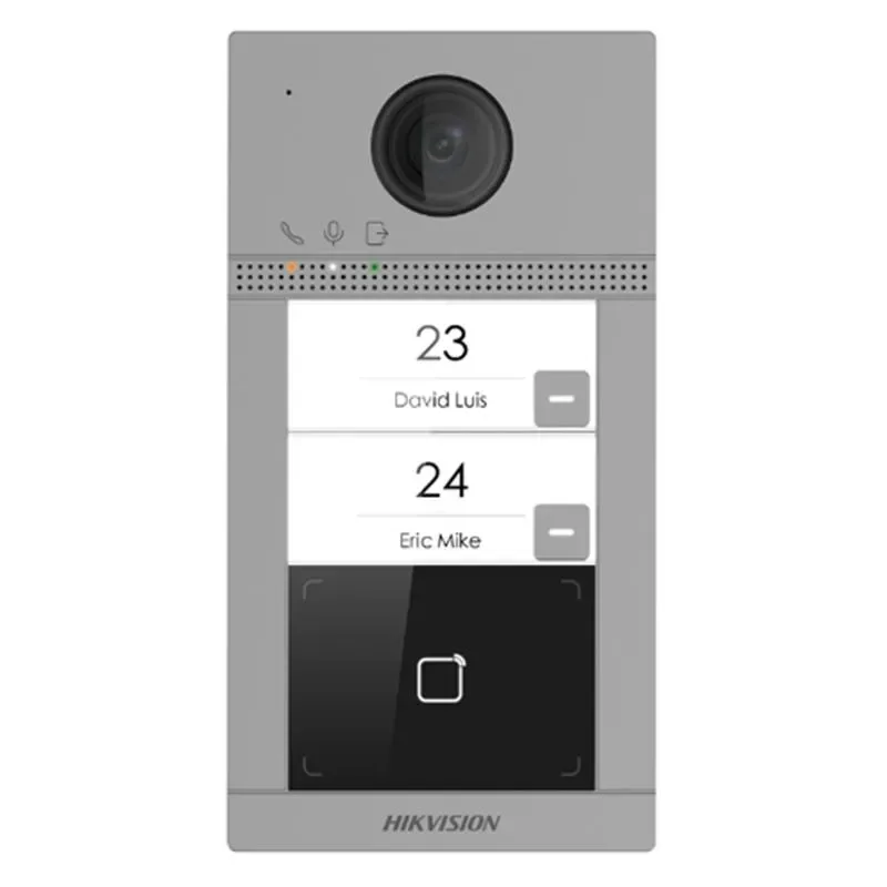 פנל אינטרקום IP לוילה Hikvision DS-KV8213-WME1(C) - 2 לחצנים, מצלמת 2MP, Wi-Fi/PoE, קורא כרטיסים