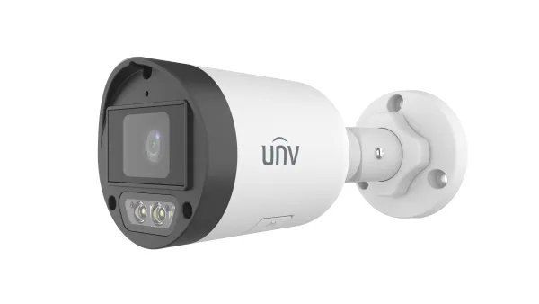 מצלמת אבטחה IP צינור 4MP עדשה 2.8 מ"מ תאורה כפולה IR + לבנה 30 מ' מיקרופון Uniview IPC2124LB