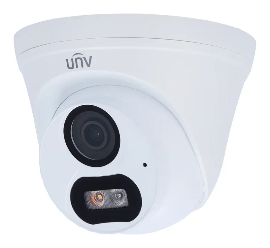 מצלמת אבטחה IP טורט 4MP עדשה 2.8 מ"מ תאורה כפולה IR + לבנה 30 מ' מיקרופון Uniview IPC3614LB