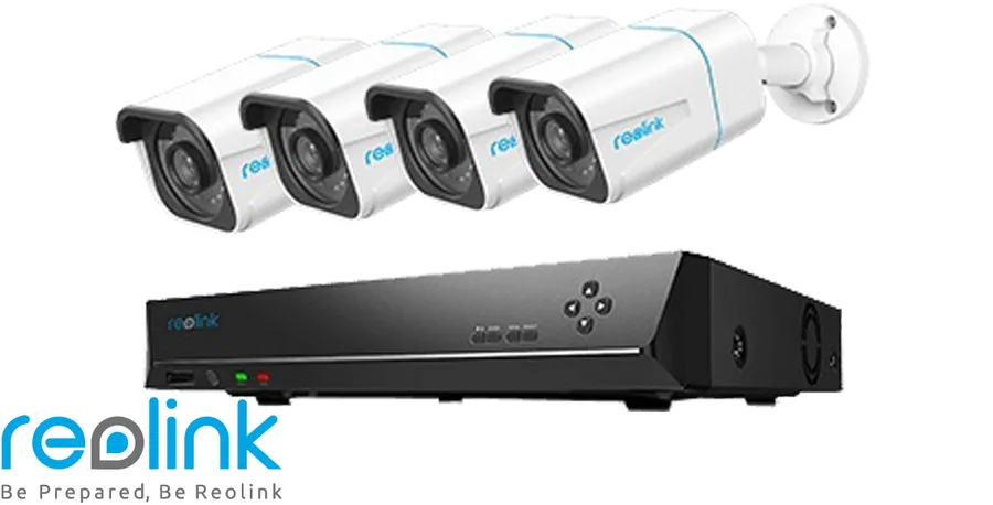 ערכת Reolink 4K 8MP - מקליט NVR 8 ערוצים PoE עם דיסק 2TB + 4 מצלמות צינור RLC-810A, קושחה בעברית