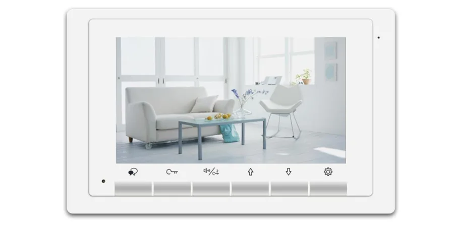 מסך אינטרקום 7" 2 גידים VisionNet 2TL-17 לבית פרטי/בניין, לבן עם לחצני כסף