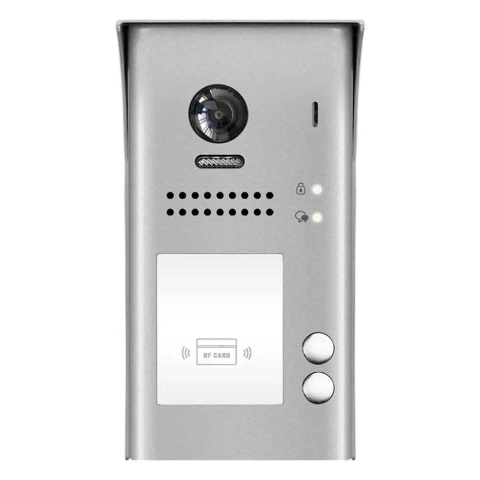 פנל חוץ אינטרקום 2 גידים VisionNet 2TL-607 - מצלמת עין דג 170°, קורא כרטיס, 2 לחצנים