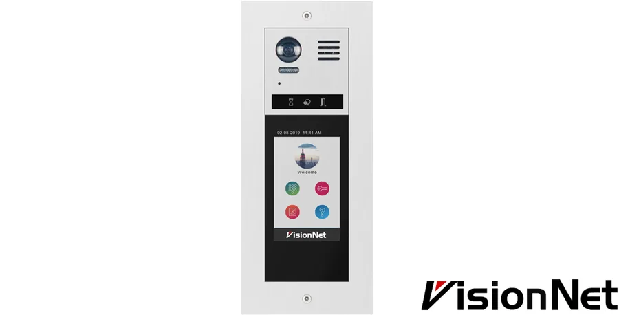פנל כניסה לבניין 2 גידים VisionNet T5/821 - מסך מגע 5", קודן, קורא קרבה ורשימת שמות בעברית