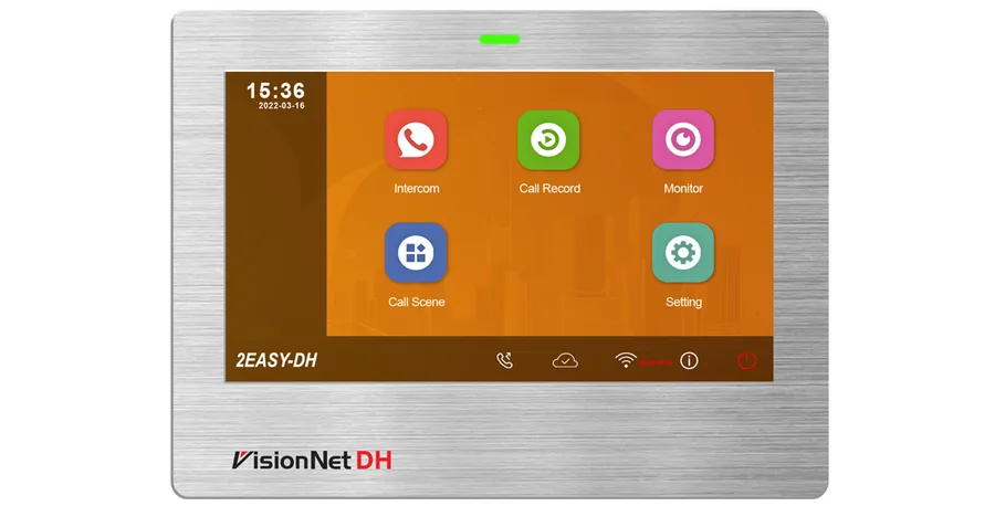 מסך אינטרקום מגע 7" VisionNet DH היברידי 2 גידים + IP, Wi-Fi עם אפליקציה, עיצוב מתכת